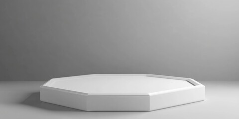 3D rendered white decagonal podium