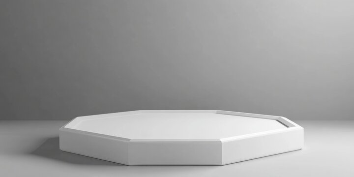 3D rendered white decagonal podium