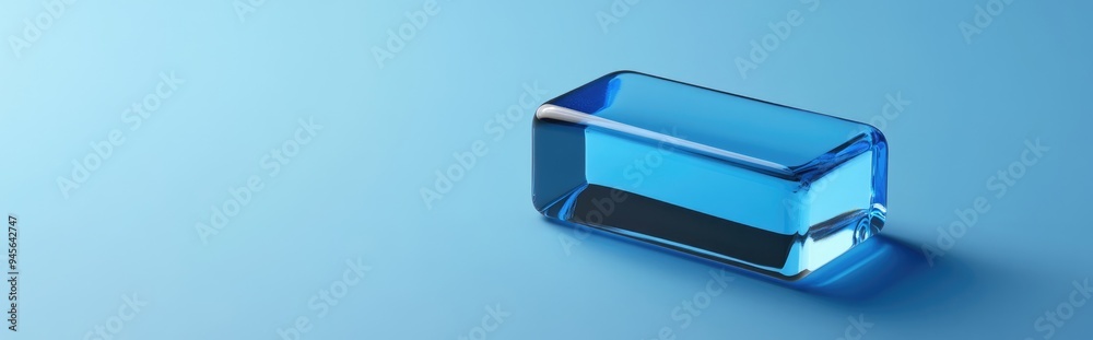 Aufkleber 3D rendering of a blue rectangular glass object on a blue background for product presentation
