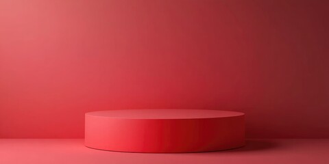 3D red cylindrical podium against a minimal studio backdrop Abstract geometric shape illustration render Presentation space for seasonal product display