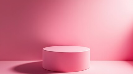3D pink cylinder podium in a minimal studio setting Abstract geometric shape illustration for displaying products