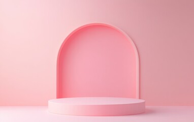 3D rendering Illustration of an empty podium or pedestal showcasing a minimalist design with a pastel background A blank product shelf positioned for luxury display Decorative wall featuring openi
