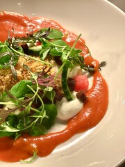 tomato, basil salad, gazpacho