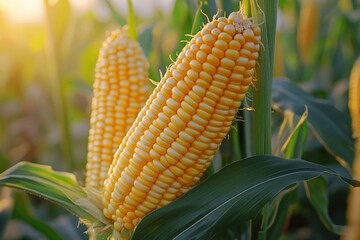 corn on the cob plantation field.