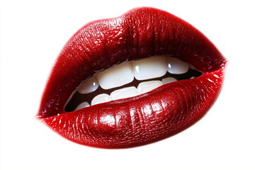 Obraz premium lips with red lipstick on white background