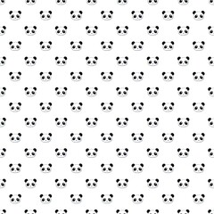 Seamless panda face vector illustration pattern with black and white design on white background  