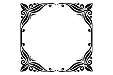 Modern Vector Corner Pattern Border Frames - Black Silhouette Line Art Design for Logos .
