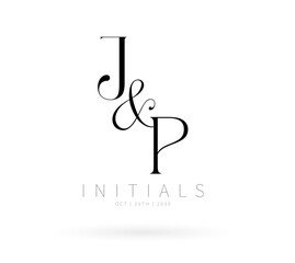 JP Initial Letter Brand Logo, JP brand logo, JP monogram wedding logo, abstract logo design	
