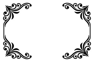 Modern Vector Corner Pattern Border Frames - Black Silhouette Line Art Design for Logos .