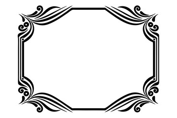Modern Vector Corner Pattern Border Frames - Black Silhouette Line Art Design for Logos .