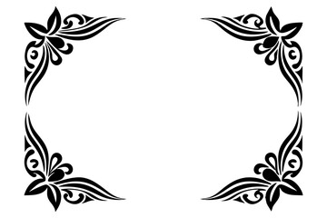 Modern Vector Corner Pattern Border Frames - Black Silhouette Line Art Design for Logos .