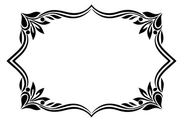 Modern Vector Corner Pattern Border Frames - Black Silhouette Line Art Design for Logos .