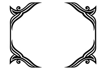 Obraz premium Modern Vector Corner Pattern Border Frames - Black Silhouette Line Art Design for Logos .