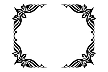 Modern Vector Corner Pattern Border Frames - Black Silhouette Line Art Design for Logos .