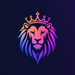 Obraz premium Gradient Lion with Crown Logo Template