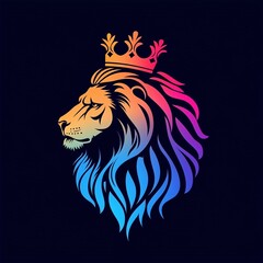 Fototapeta premium Gradient Lion with Crown Logo Template
