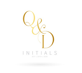 QD Typography Initial Letter Brand Logo, QD brand logo, QD Monogram Wedding logo