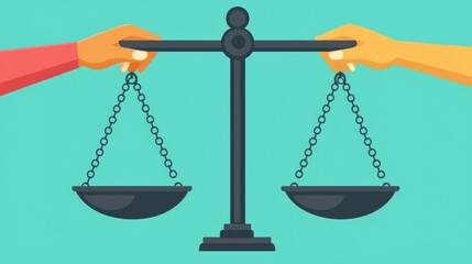 Equality and Justice: Diverse Hands Tipping Scales - Flat Design Illustration