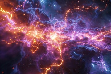 An explosive representation of energy bursts radiating outward in a vivid display of light and color. Each burst is characterized by dynamic shapes and radiant beams, creating a sense of movement and 