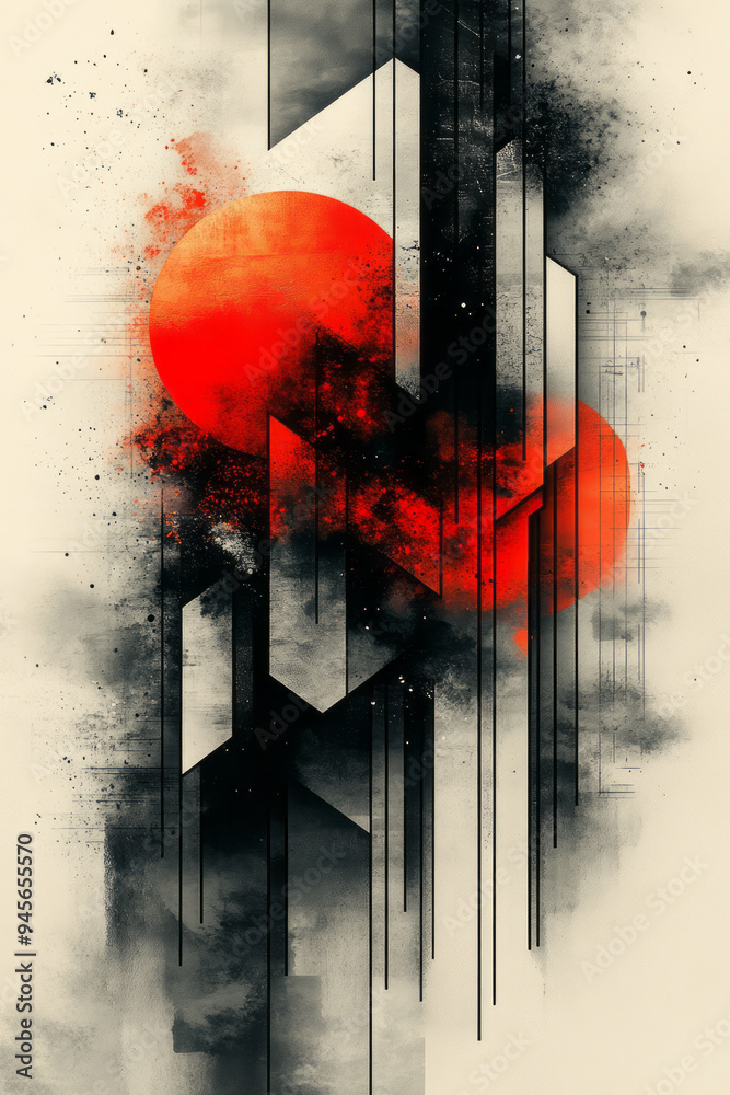 Poster abstract digital marketing with sleek lines and modern geometric patterns,