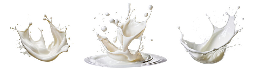 Set with interesting shapes made from white milk splashes, cut out.