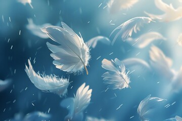 Feathers gently drifting on a soft breeze