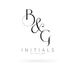 BG Typography Initial Letter Brand Logo, BG brand logo, BG Monogram Wedding logo