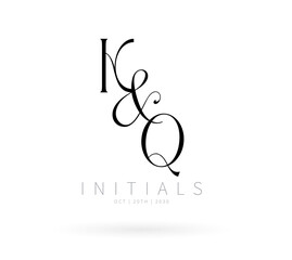 KQ Letter Brand Logo, K&Q Brand logo, KQ Monogram Wedding logo, abstract logo design	