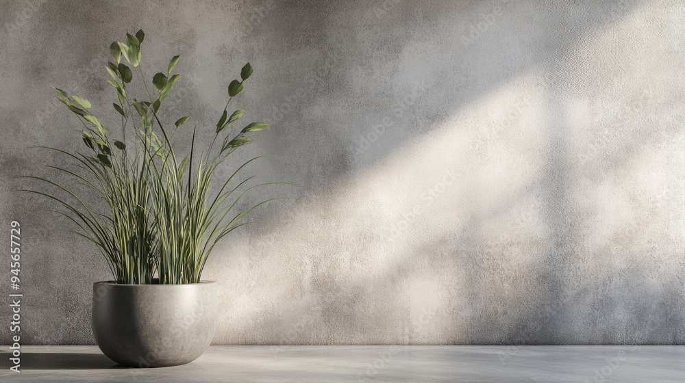 Aufkleber product presentation featuring a cement texture 3d rendering
