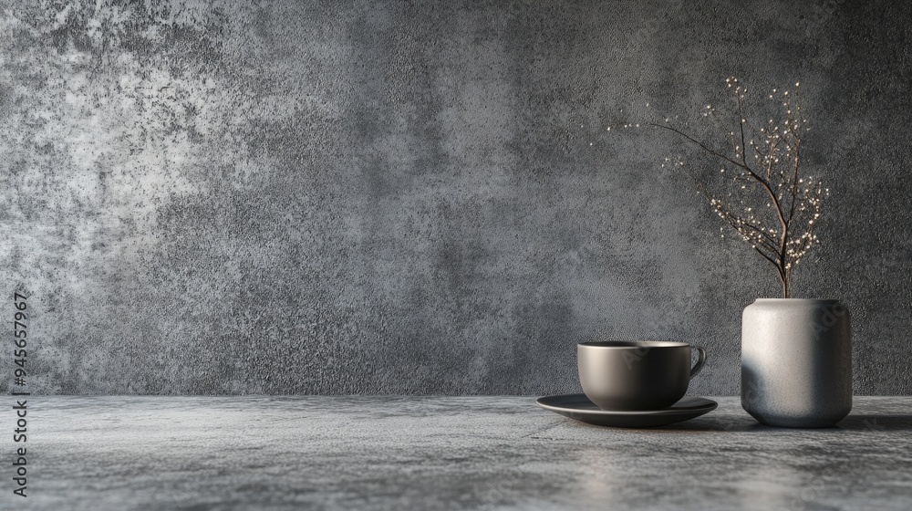 Aufkleber product presentation featuring a cement texture 3d rendering