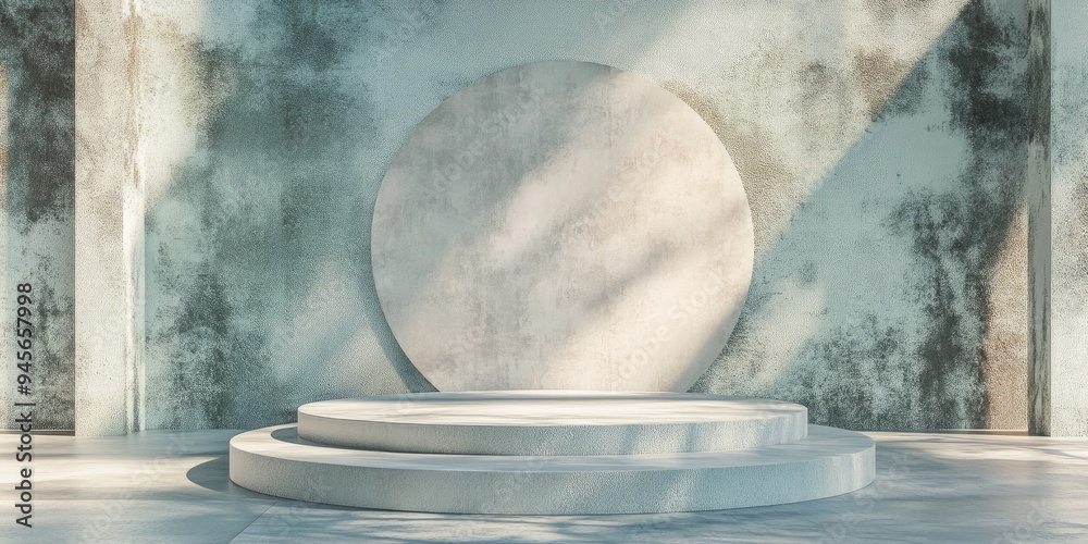 Poster abstract background featuring a podium and wall created through 3d rendering and illustration