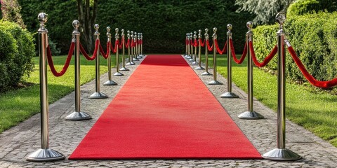 Red carpet with stanchions