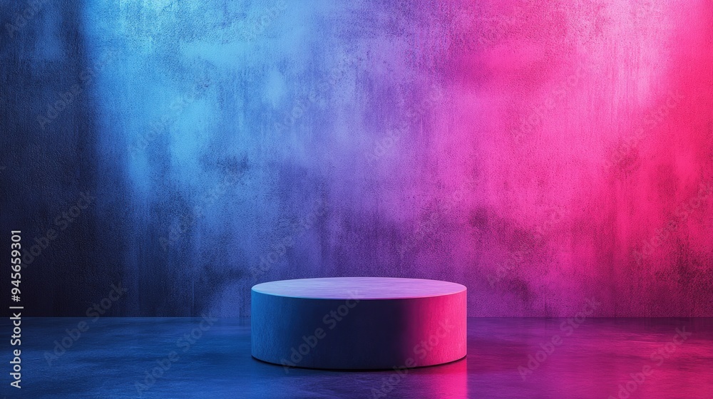 Poster Minimalist abstract backdrop featuring a pedestal in 3D rendering