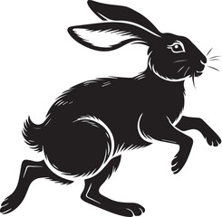 Rabbit vector black silhouette design for T-Shirt