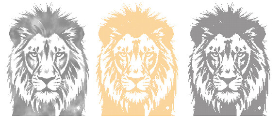 lion's head, dot art, watercolor