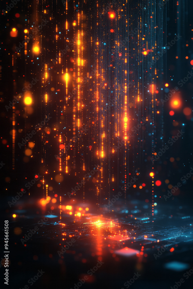 Leinwandbilder abstract data flow with colorful lines and digital elements in a clean design,