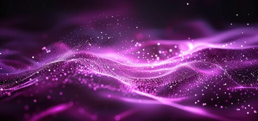 Fototapeta premium Abstract Purple Wave Background with Glowing Particles