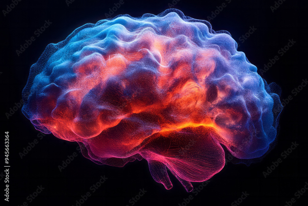 Leinwandbilder a digital brain formed from a network of colorful geometric patterns,