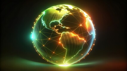 Obraz premium Glowing Earth with Interconnected Lines