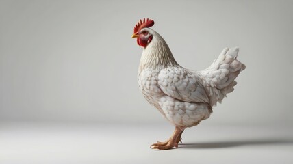  Isolated white chicken, transparent background