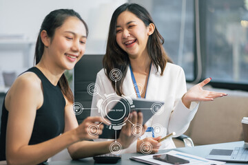 Zero trust security concept Person using computer and tablet with zero trust icon on virtual screen of Data businesses.in office.