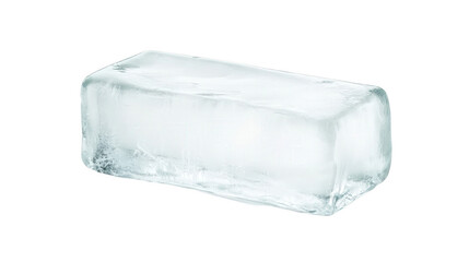 A large block of ice is sitting on a white background