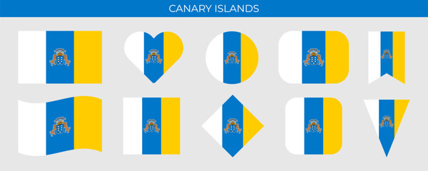 Canary Islands official flag vector illustration. Flag of autonomous region of Spain.
