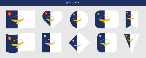 Fototapeta premium Azores official flag vector illustration. Flag of autonomous region of Portugal.
