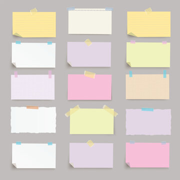 Set of realistic horizontal paper banners with shadow on transparent background.