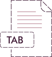 TAB File format icon rounded dashed outline