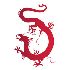 Red Chinese Dragon Silhouette for Happy Chinese New Year Symbol. Vector Illustration Design