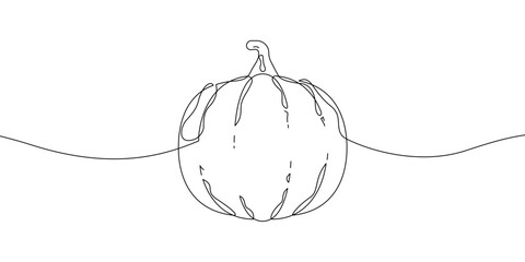 Pumpkin continuous line drawing vector illustration. Pumpkin icon for thanksgiving day