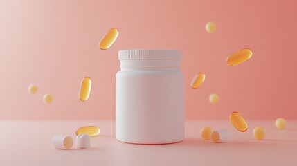 Jar with omega 3 on isolated background