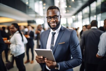 Mature businessman computer portrait office.
